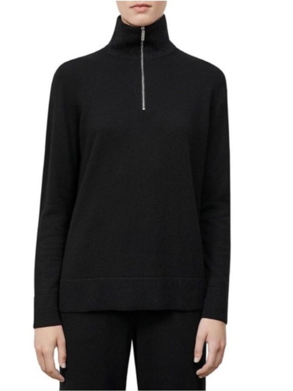 Lafayette 148 New York wool cashmere blend with glitter trim 1/2 silver zipper